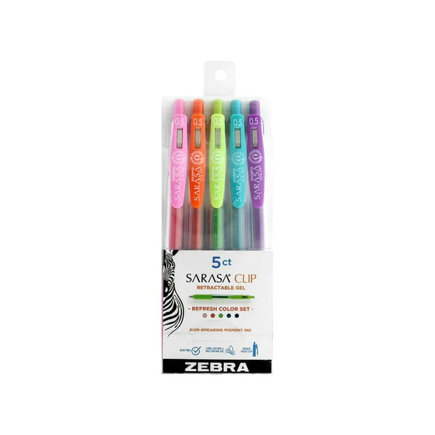 0.5 mm Zebra Sarasa Push Clip retractable Gel Ink Pen Green x 5 pcs 